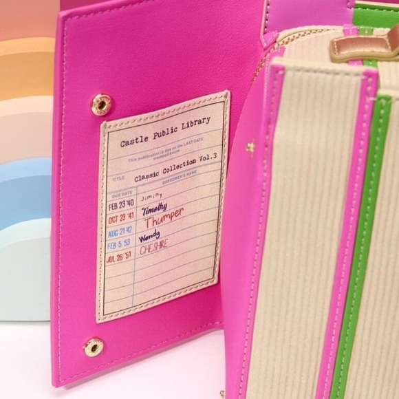 LOUNGEFLY STITCH SHOPPE DISNEY CLASSIC BOOKS CROSSBODY BAG, WALLET, LT. ED. PINS - Picture 5 of 15